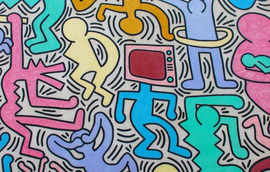 Particolari Murale Tuttomondo, Keith Haring (G. Bettini, Comune di Pisa)