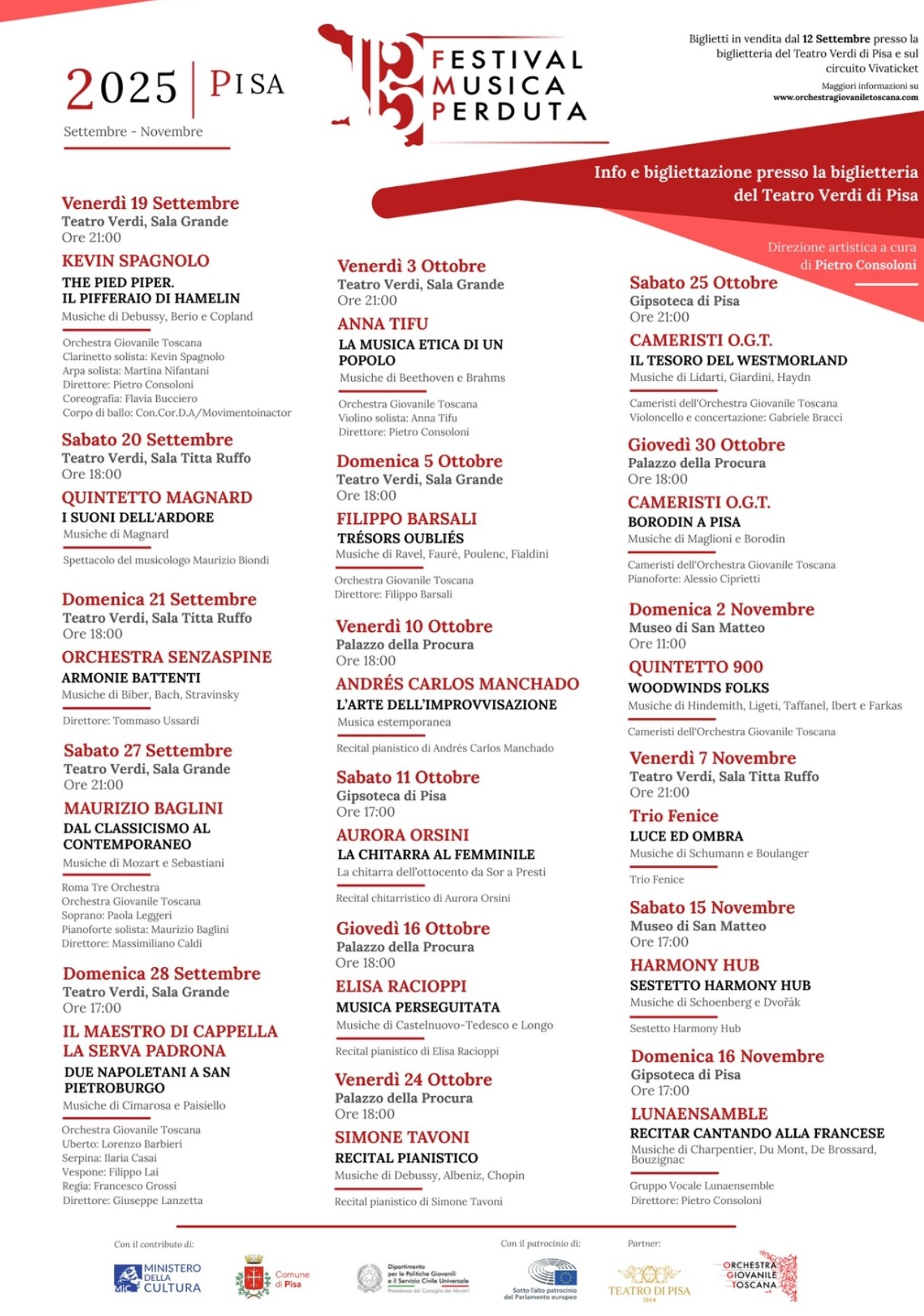 Musica Perduta - Programma 