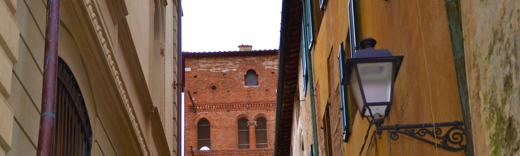 Vista su particolari Casa torre Lanfreducci (L. Corevi, Comune di Pisa)
