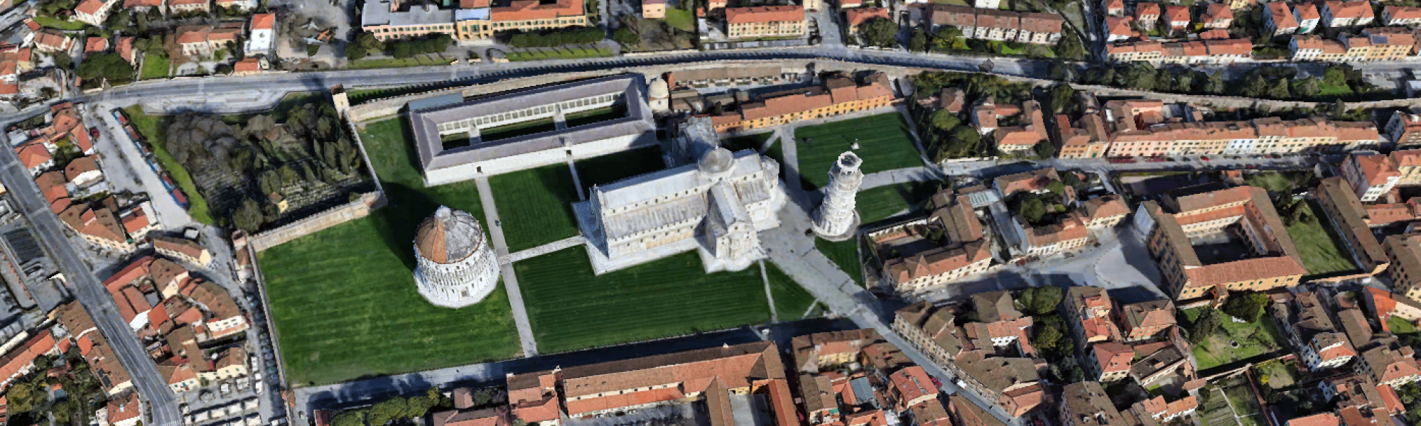 Piazza del Duomo a Pisa vista dal'alto (fonte: Google Earth)