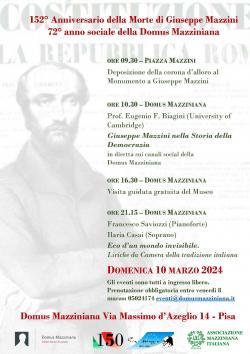 152° anniversario della morte di Giuseppe Mazzini 